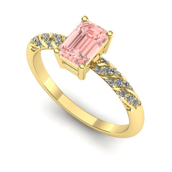 Inel din aur galben cu diamant de laborator roz