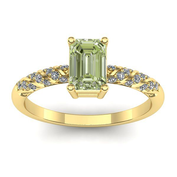 Inel logodna cu diamant de laborator verde dreptunghiular