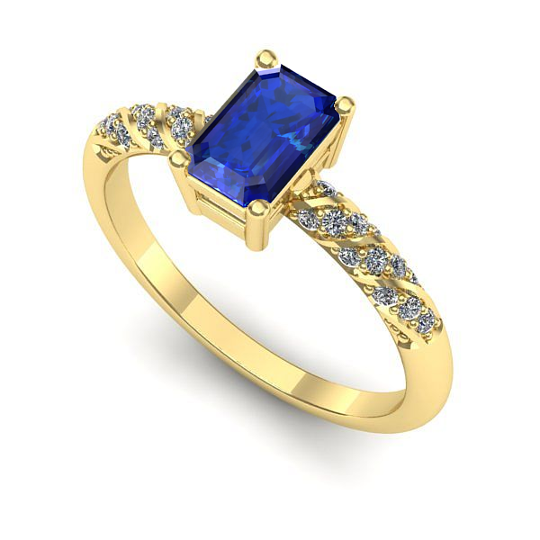 Inel logodna din aur galben cu safir