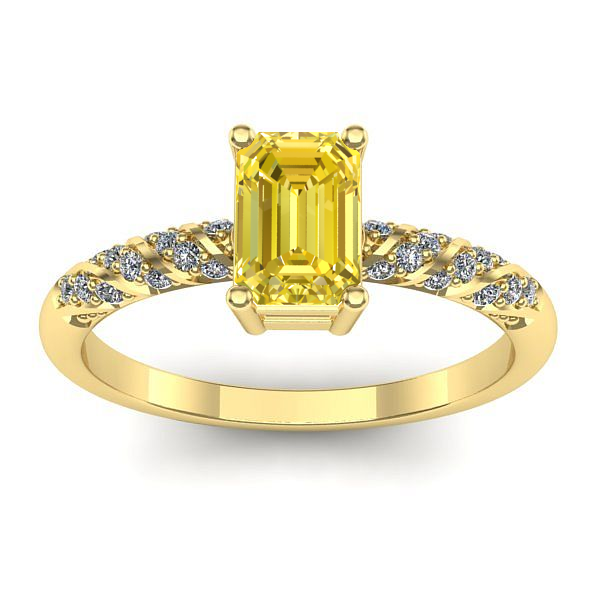 Inel logodna cu safir galben dreptunghiular