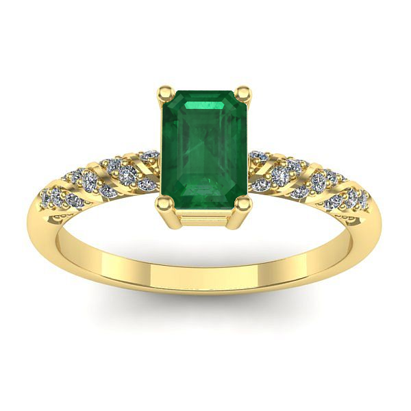 Inel de logodna cu smarald dreptunghiular