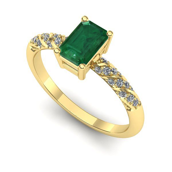 Inel din aur galben cu smarald