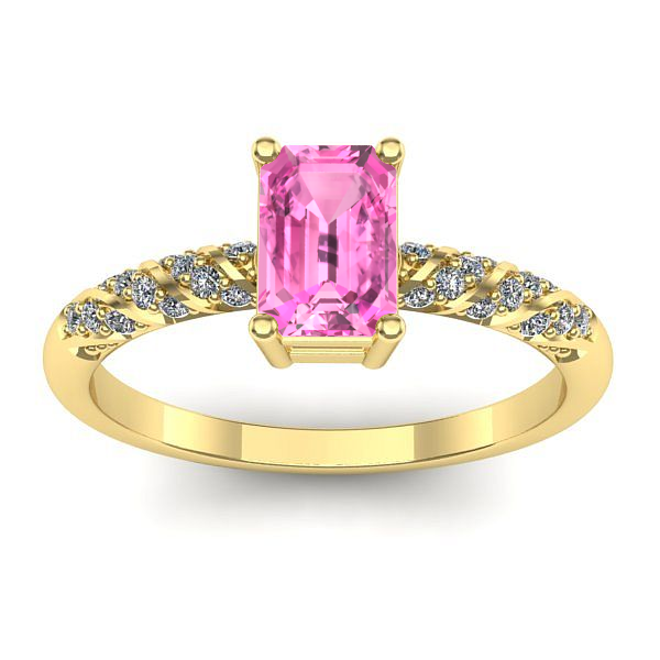 Inel de logodna cu safir roz dreptunghiular