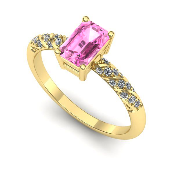 Inel de logodna din aur galben cu safir roz