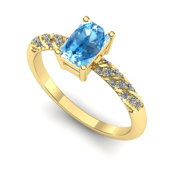 Inel din aur galben cu topaz blue