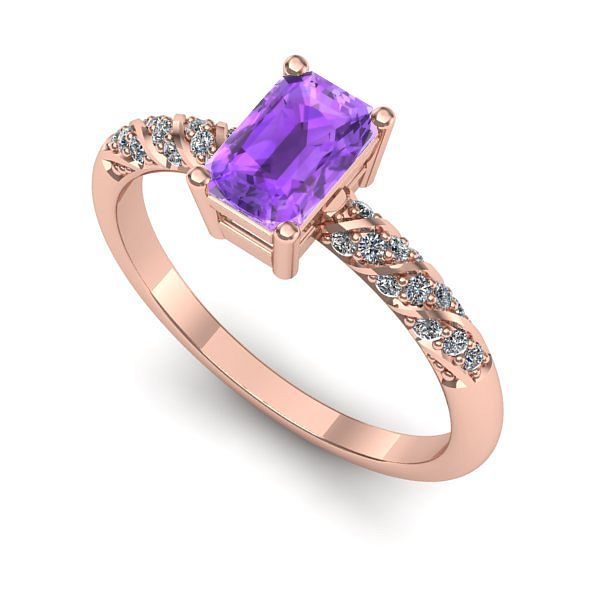 Inel logodna din aur roz cu ametist