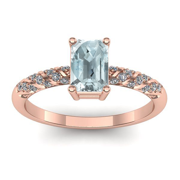 Inel de logodna cu aquamarin dreptunghiular