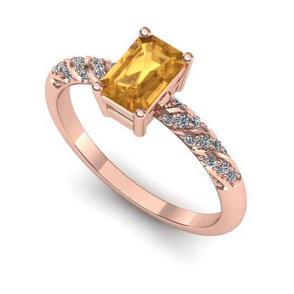 Inel logodna din aur roz cu citrin