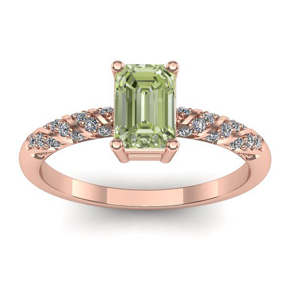 Inel cu diamant de laborator verde dreptunghiular