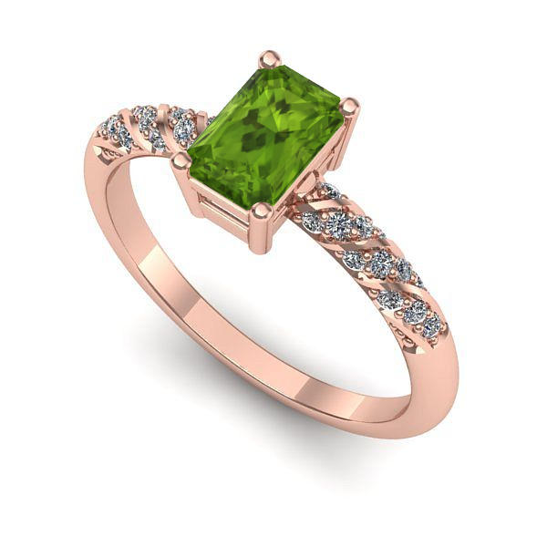 Inel de logodna din aur roz cu peridot