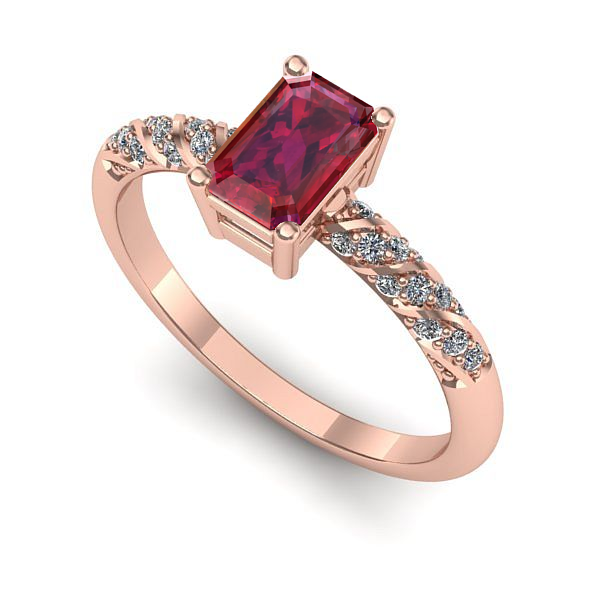 Inel de logodna din aur roz cu rubin