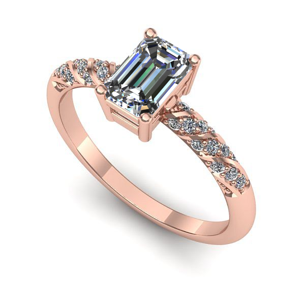 Inel logodna din aur roz cu safir alb