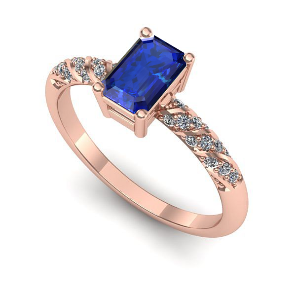 Inel din aur roz cu safir