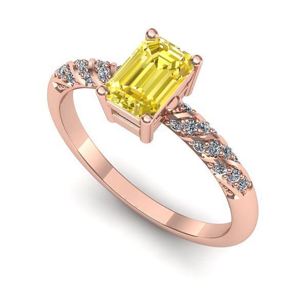 Inel din aur roz cu safir galben