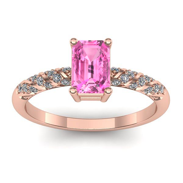 Inel de logodna cu safir roz dreptunghiular