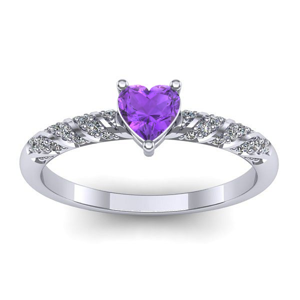 Inel cu ametist inima