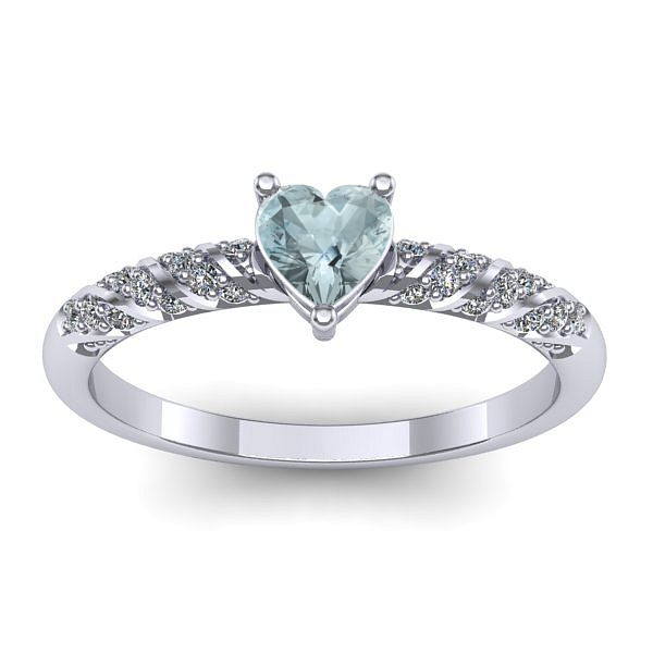 Inel de logodna cu aquamarin inima