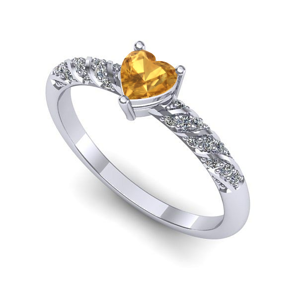 Inel de logodna din aur alb cu citrin