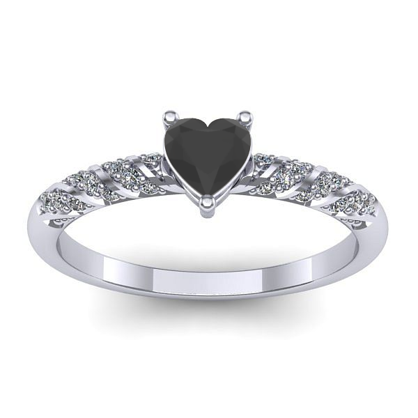 Inel de logodna cu diamant negru inima