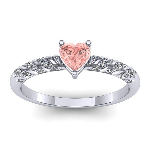 Inel cu diamant de laborator roz inima