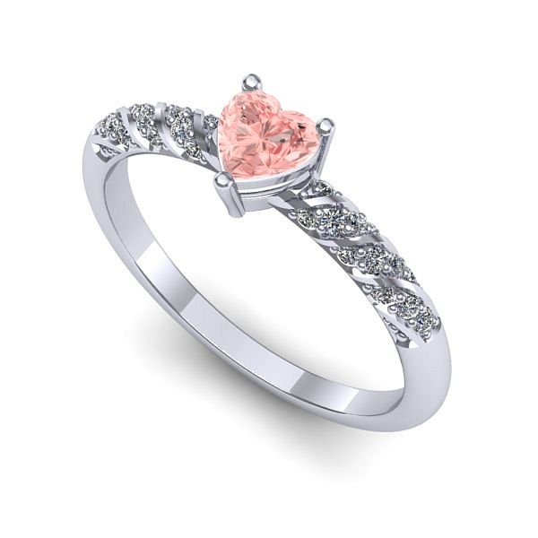 Inel de logodna din aur alb cu diamant de laborator roz