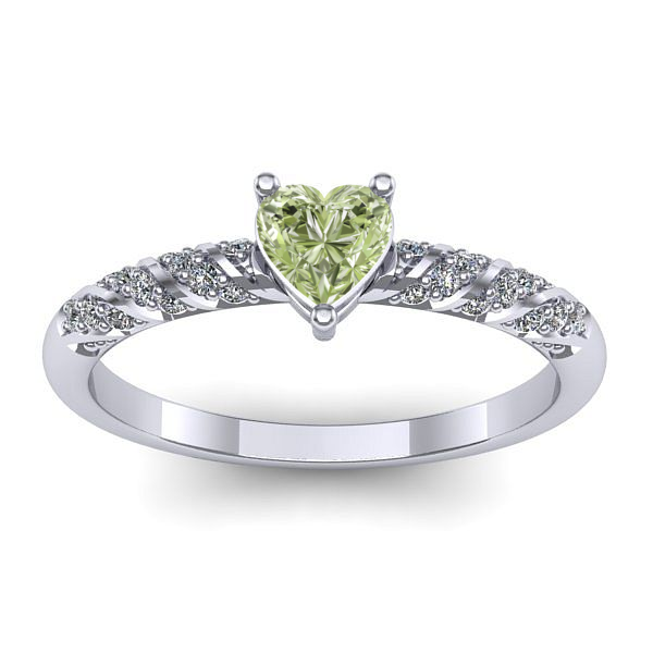 Inel logodna cu diamant de laborator verde inima