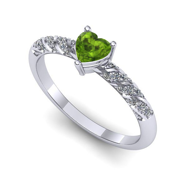 Inel de logodna din aur alb cu peridot