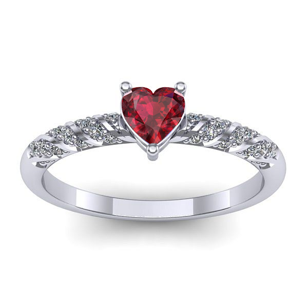 Inel de logodna cu rubin inima