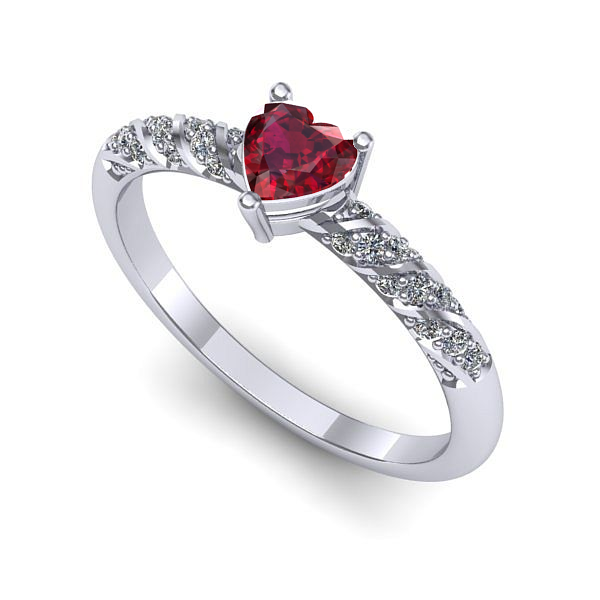 Inel logodna din aur alb cu rubin
