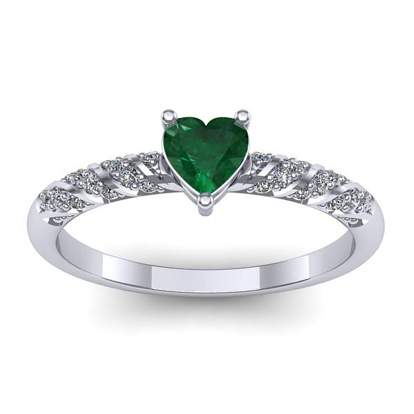 Inel de logodna cu smarald inima