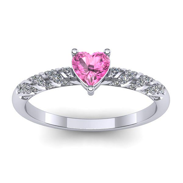 Inel de logodna cu safir roz inima