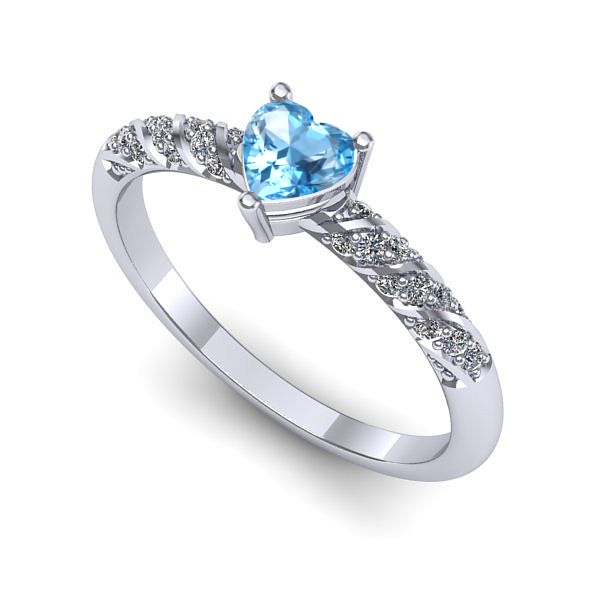 Inel logodna din aur alb cu topaz blue
