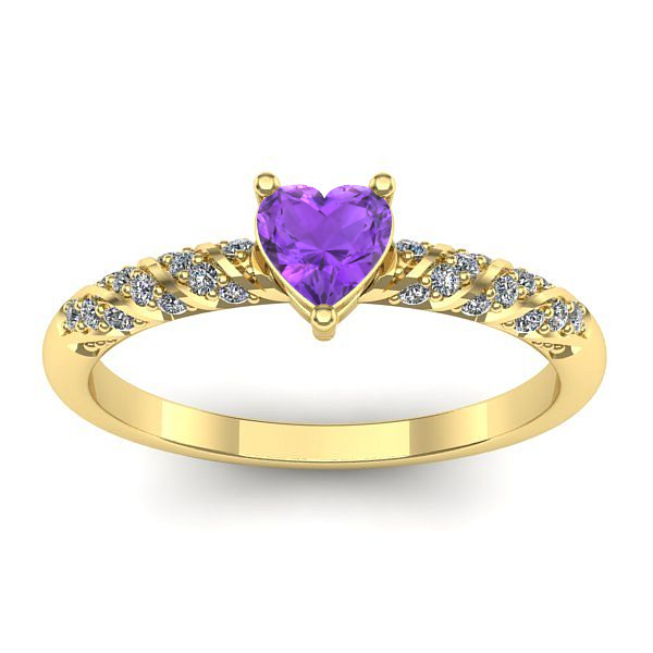 Inel cu ametist inima