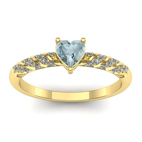 Inel cu aquamarin inima