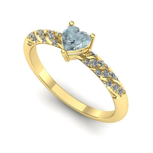 Inel din aur galben cu aquamarin