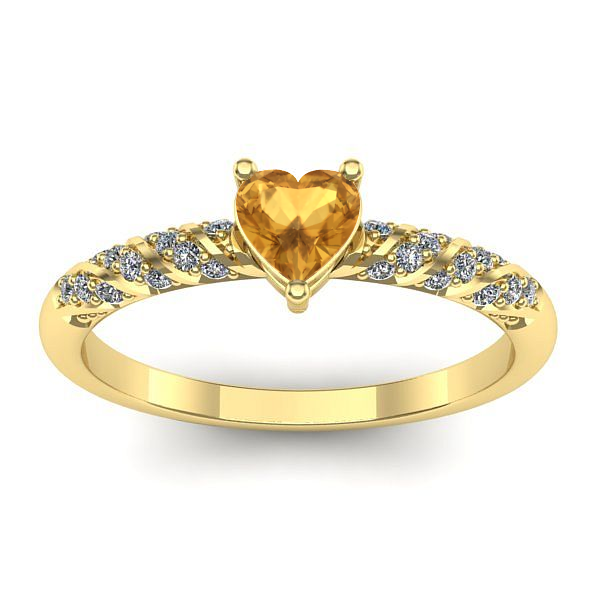 Inel logodna cu citrin inima