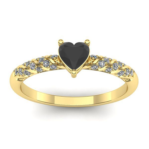 Inel cu diamant negru inima