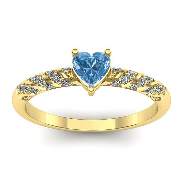 Inel de logodna cu diamant de laborator albastru inima