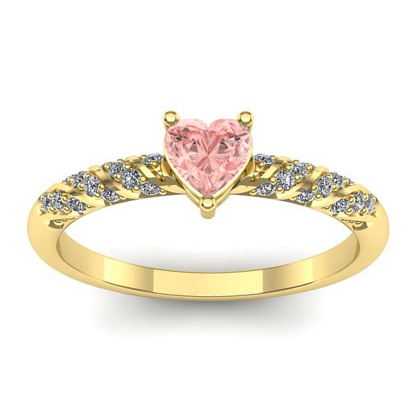 Inel cu diamant de laborator roz inima