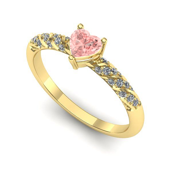 Inel de logodna din aur galben cu diamant de laborator roz