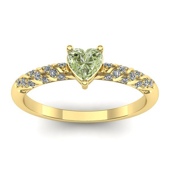 Inel logodna cu diamant de laborator verde inima