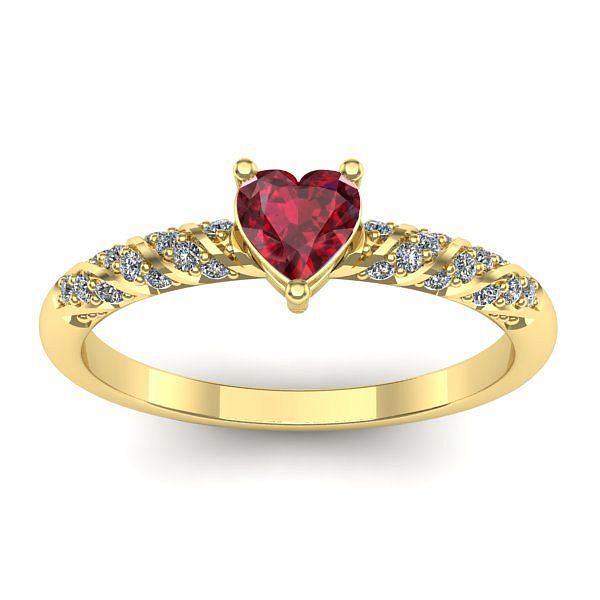 Inel cu rubin inima