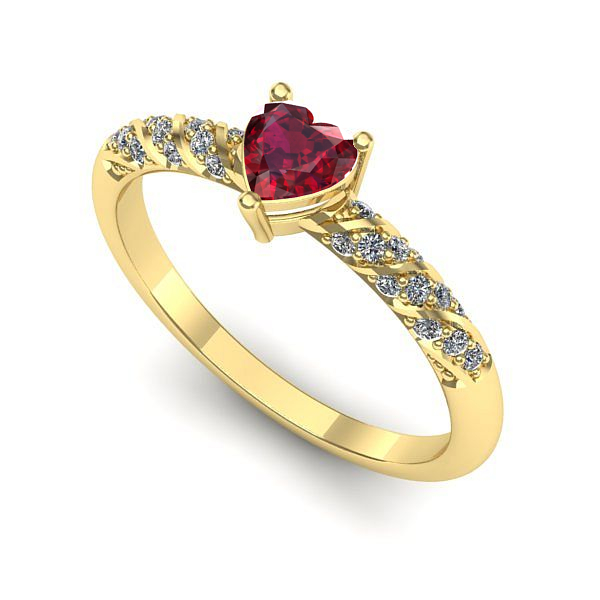 Inel de logodna din aur galben cu rubin