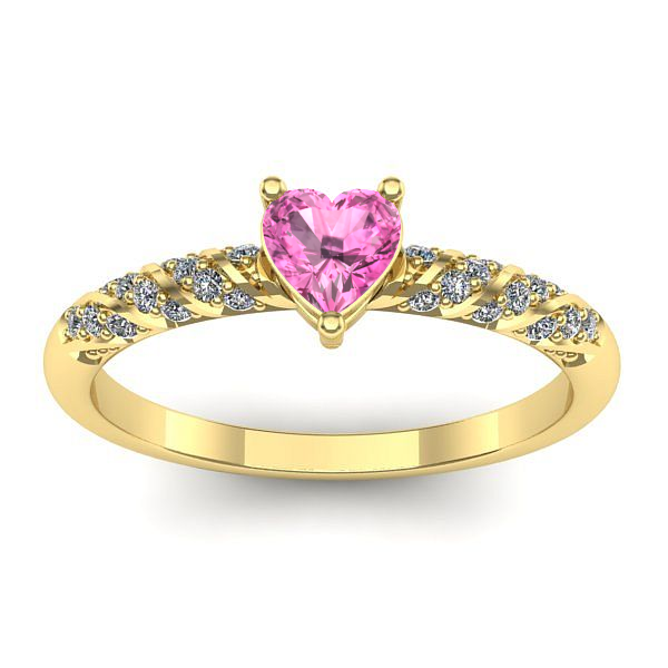 Inel de logodna cu safir roz inima