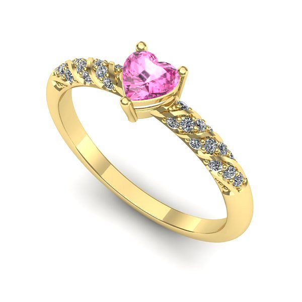 Inel din aur galben cu safir roz