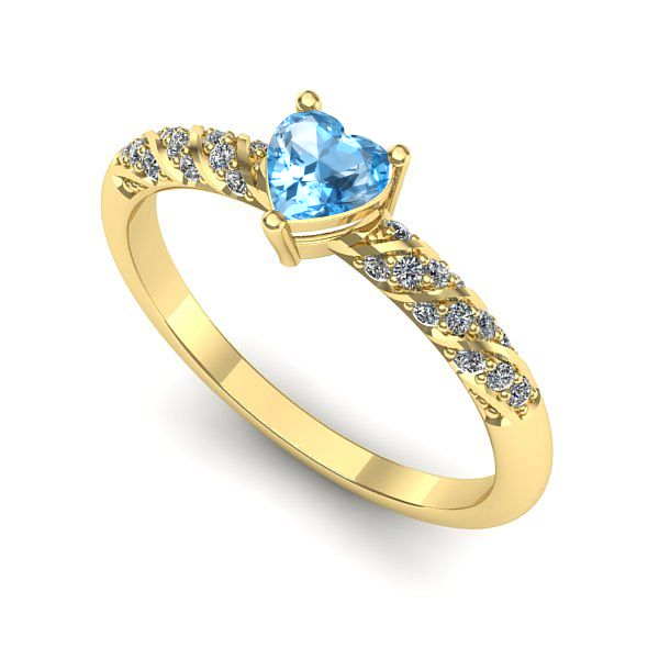 Inel logodna din aur galben cu topaz blue