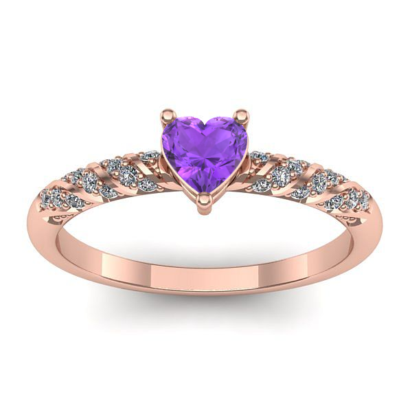 Inel logodna cu ametist inima