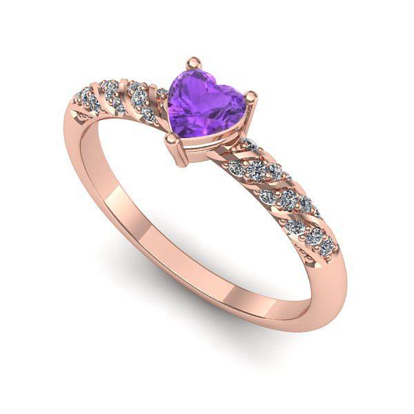 Inel din aur roz cu ametist