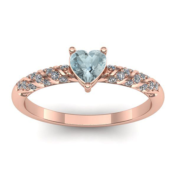 Inel de logodna cu aquamarin inima