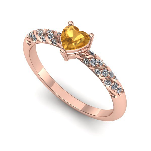Inel din aur roz cu citrin